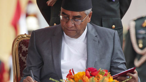Vaccination to all eligible citizens by mid-April, says PM Deuba