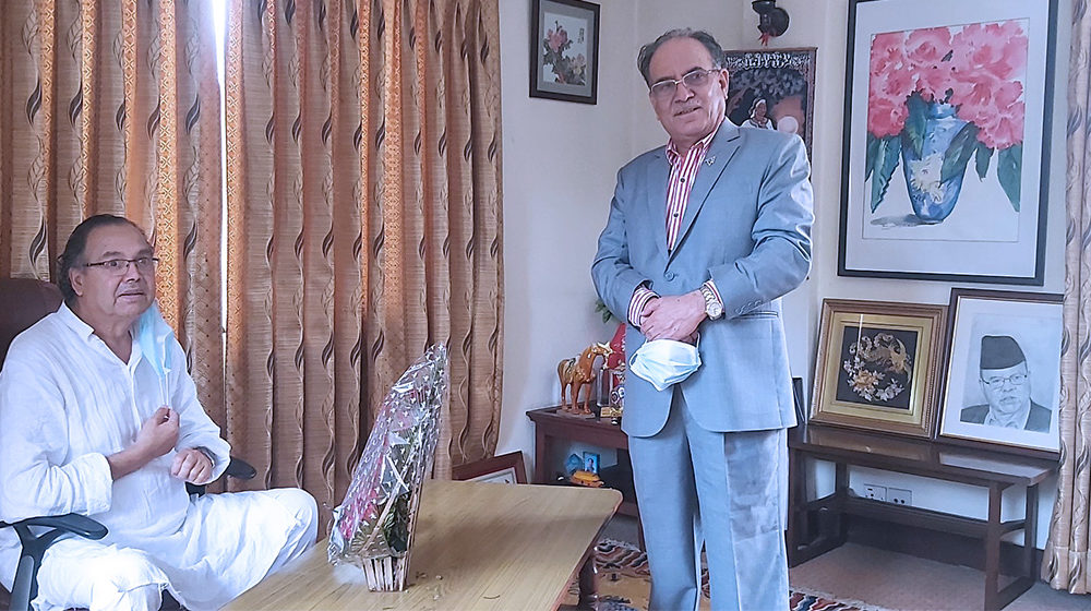 Dahal meets Khanal with ‘get well soon’ wishes