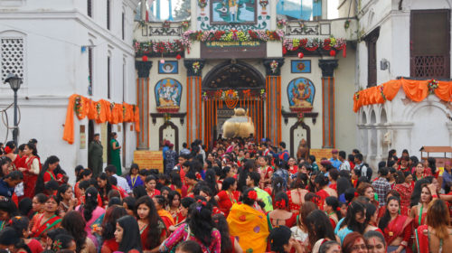 Devotees throng Pashupatinath for prayers since early this morning