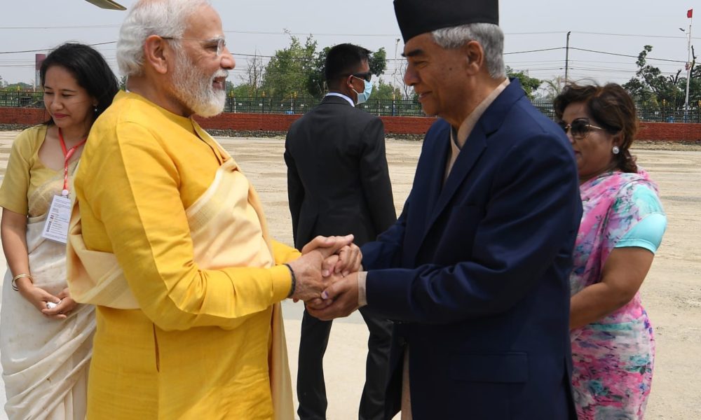 Indian PM lands in Lumbini