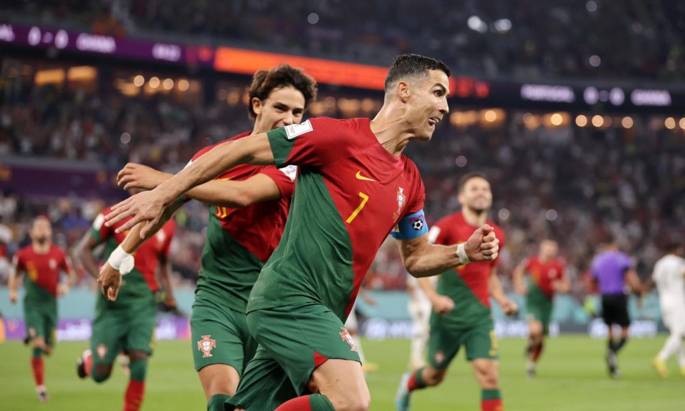 Cristiano Ronaldo became the first man to score at five Fifa World Cups as Portugal began their campaign with a thrilling victory over Ghana.